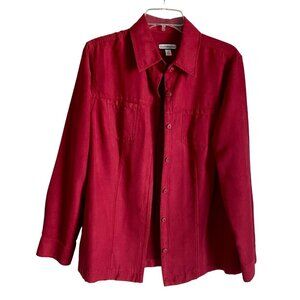 Croft & Barrow Red Long Sleeve Faux Suede Women's Button Up Top Size Medium NEW